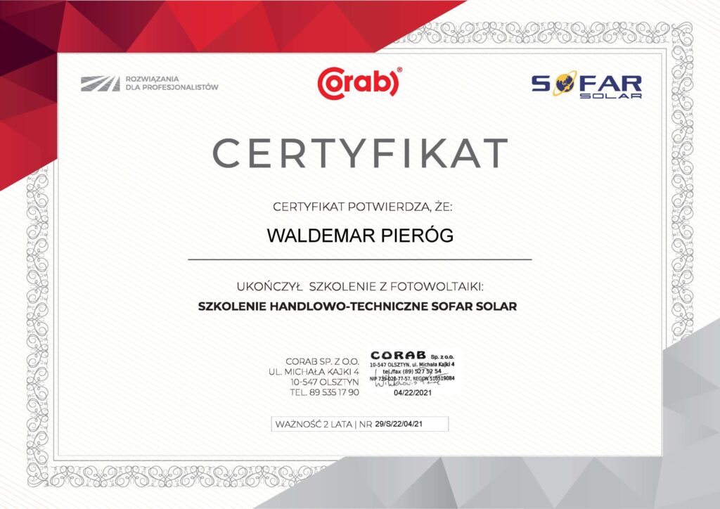 Instalacja fotowoltaiczna PV SOLARIN